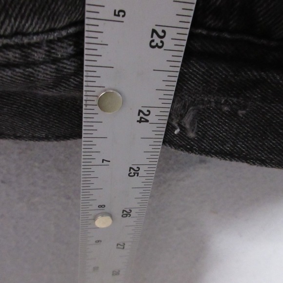 American Eagle Jean Jacket Medium Black Faux Fur Grunge‎ Punk Fade Distressed - Picture 8 of 8